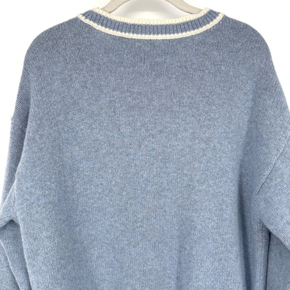 Aritzia Sunday Best Lamora Cardigan Sz M Blue Cream Striped Varsity Sweater Wool - Picture 8 of 12